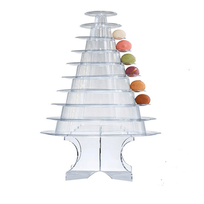 chiaro banco di mostra nero del macaron della torre della piramide del macaron di 10 file