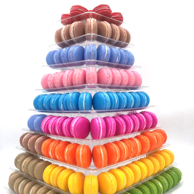 9 torre d'imballaggio di plastica alta del cono di Macaron della bolla del quadrato 41cm Macaron di strato
