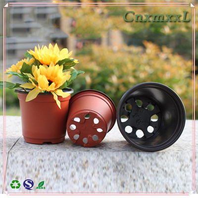 Pottine di fiori di plastica a doppio colore di colore nero e chiaro