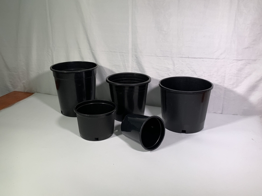 Plastico duro durevole 3 galloni di piante da fiore nero Grandi vasi di PP / HDPE