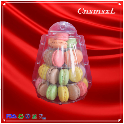 4 strati di plastica trasparente più piccola Macaron Tower Party Favor Box