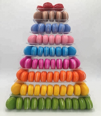 9 Livello di plastica quadrata Macaron Torre Stand Display per l'imballaggio di cibo da asporto francese