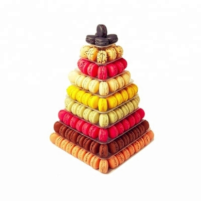9 Livello di plastica quadrata Macaron Torre Stand Display per l'imballaggio di cibo da asporto francese