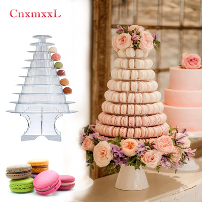 Imballaggio a base di maccherone nero chiaro a 10 livelli Blister Tower Stand con decorazione acrilica migliore torta