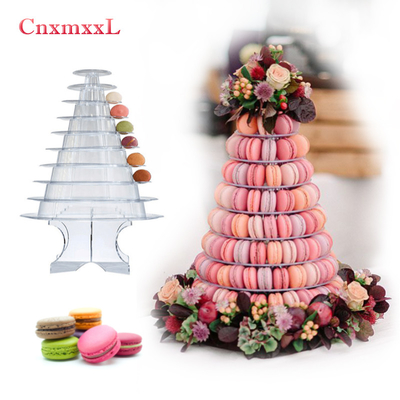 Imballaggio a base di maccherone nero chiaro a 10 livelli Blister Tower Stand con decorazione acrilica migliore torta