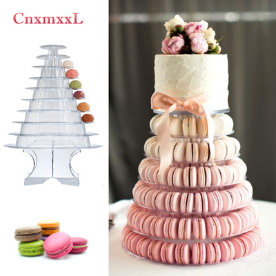 Imballaggio a base di maccherone nero chiaro a 10 livelli Blister Tower Stand con decorazione acrilica migliore torta