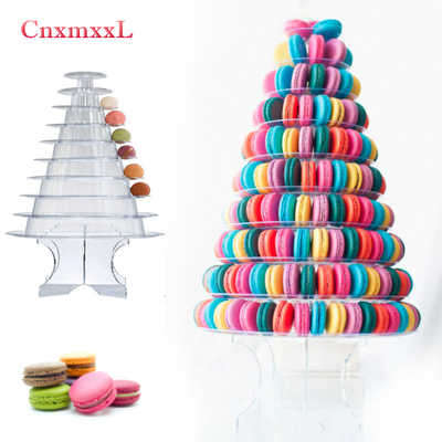 Imballaggio a base di maccherone nero chiaro a 10 livelli Blister Tower Stand con decorazione acrilica migliore torta