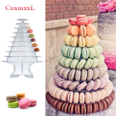 Imballaggio a base di maccherone nero chiaro a 10 livelli Blister Tower Stand con decorazione acrilica migliore torta