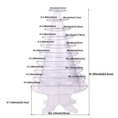 Super WOW 10 Tier Macaron Blister Tower Stand Packaging con acrilico