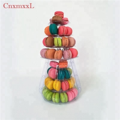 Plastico trasparente Macaron Mini Tower Stand 4 Tiers Macaron Tower