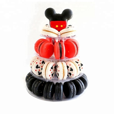 Plastico trasparente Macaron Mini Tower Stand 4 Tiers Macaron Tower