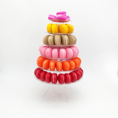 Round Recycled 6 Tier Macaron Tower Stand con fondo