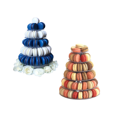 Round Recycled 6 Tier Macaron Tower Stand con fondo