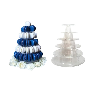 Round Recycled 6 Tier Macaron Tower Stand con fondo