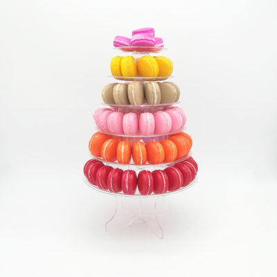 Round Recycled 6 Tier Macaron Tower Stand con fondo
