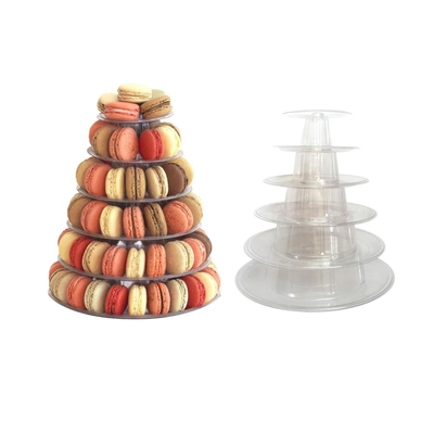 Round Recycled 6 Tier Macaron Tower Stand con fondo