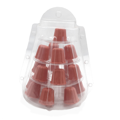 Mini trasparente di plastica 4 livelli Canele Torre Stand per l'esposizione Canele / macaron e decorazione della torta