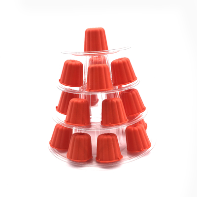 Mini trasparente di plastica 4 livelli Canele Torre Stand per l'esposizione Canele / macaron e decorazione della torta