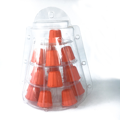 Mini trasparente di plastica 4 livelli Canele Torre Stand per l'esposizione Canele / macaron e decorazione della torta
