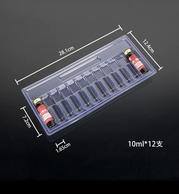 10 ml Confezione per ampule per liquidi orali Confezione trasparente per vuoto in PET, confezione di 5, confezione di 10, confezione di 12