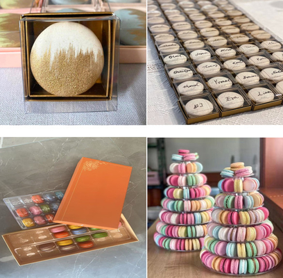 33-Grain Macaron Plastic Box Macaron Tray Design trasparente e personalizzabile