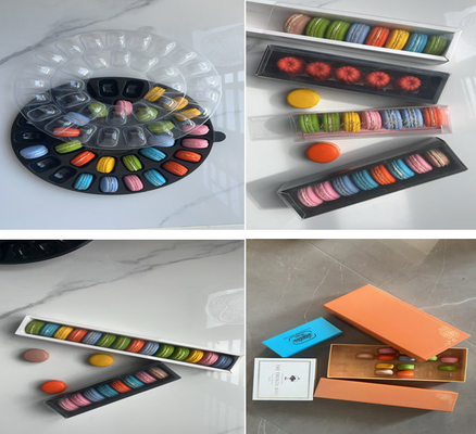 33-Grain Macaron Plastic Box Macaron Tray Design trasparente e personalizzabile