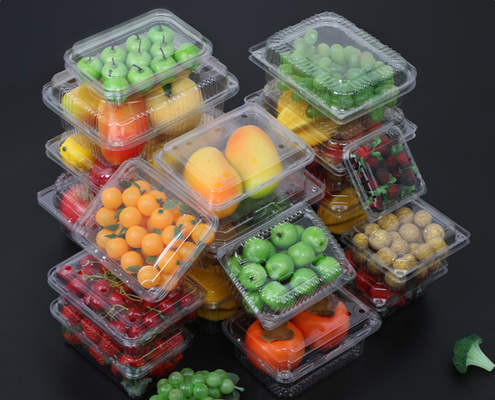Cassetta per frutta usa e getta all'ingrosso con coperchio trasparente e blister in plastica spessa per l'imballaggio da asporto di scatole da taglio per frutta, realizzate su misura