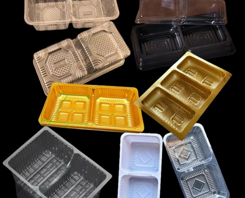 Scatola di imballaggio in PET riciclabile personalizzabile con tenuta termicamente sigillata per l'uso monouso di macaroni e torte