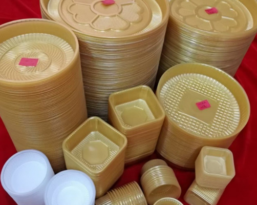Scatola di imballaggio in PET riciclabile personalizzabile con tenuta termicamente sigillata per l'uso monouso di macaroni e torte