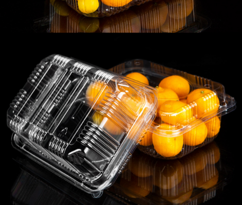 contenitore per frutta impilabile, scatola a prova di perdite, contenitore a conchiglia antipolvere, cestino resistente all'umidità, imballaggio per la conservazione della freschezza, imballaggio per esposizione visibile