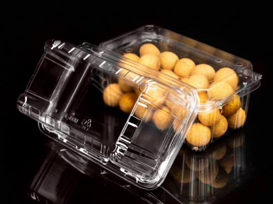 contenitore per frutta impilabile, scatola a prova di perdite, contenitore a conchiglia antipolvere, cestino resistente all'umidità, imballaggio per la conservazione della freschezza, imballaggio per esposizione visibile