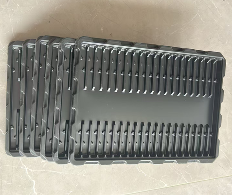 Vassoio in plastica conduttiva ecologico di dimensioni personalizzate, vassoio in plastica antistatica per componenti elettronici